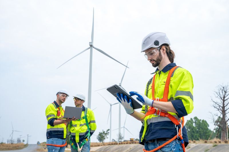 Engineer working at the natural energy wind turbine